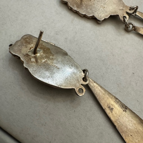 Elegant Sterling and Turquoise Dangle Earrings - Picture 5 of 6